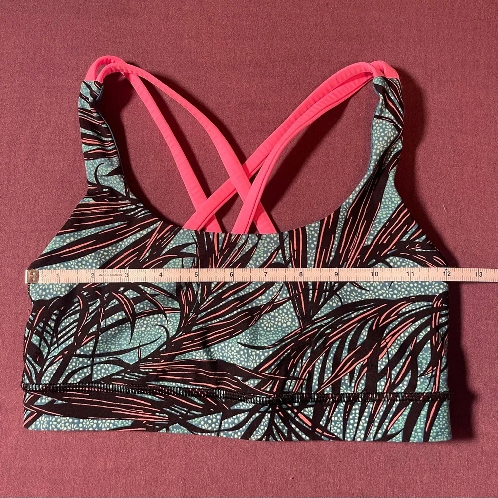Lululemon Energy Bra Mini Palm Lace Tofino Teal Multi / Flash Light Size 4 *FLAW
